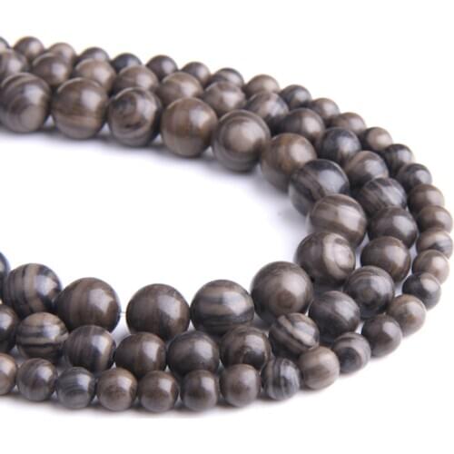 Natural Black Malachite stone beads 6/8/10/12mm real smooth loose round black Malachite stone bead for jewelry making bracelets