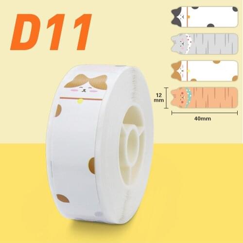 Niimbot D11 Label Paper Lovely Cat Animal Series Printer Ribbon Roll D11 Label Sticker Name Price Tag File Document Label Tape