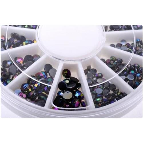 New Arrive Black Round AB CTYSTAL Wheel Nail Art Decoration Diy Design Wheel Nail Art Decorations Rhinestones nail