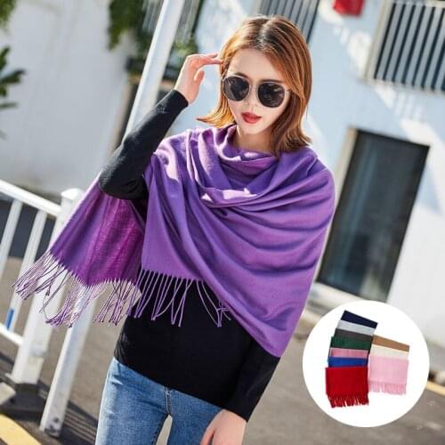 New Woman Winter Scarf Fashion Female Shawls Cashmere Handfeeling Winter Wraps Solid Color Winter Hijab Scarf Neck Gaiter