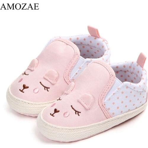 Baby Girls Shoes For Newborn Animal Pattern With Dot Baby Shoes Spring Autumn Anti-slip Toddler Cute First Walkers 0-18 Months