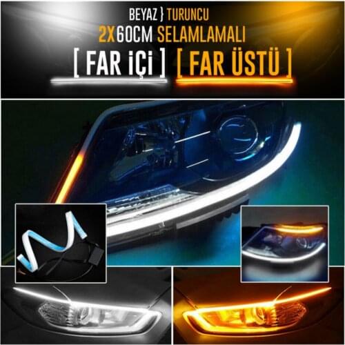 Headlight Intra- Headlight Top Selamlamalı Signal White-Orange Sliding Led 2'li Set 60 Cm