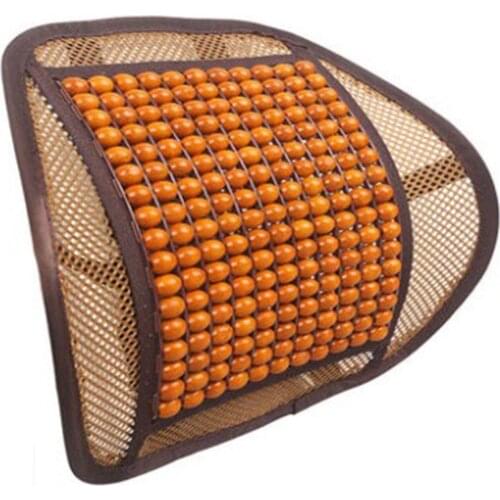 Car Back Support Chair Wood Beads Chair Support Massage Lumbar Waist Cushion Mesh Ventilate Cushion Pad for Car Office Home