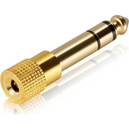 Gold Plated 6.35mm Male to 3.5mm Stereo Jack Adaptor Socket Adapter