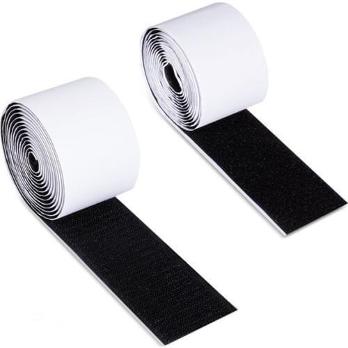 25mm width Black and White self Adhestive Hook And Loop Strips Set With Super Sticky Glue Nylon Fabric Fastener