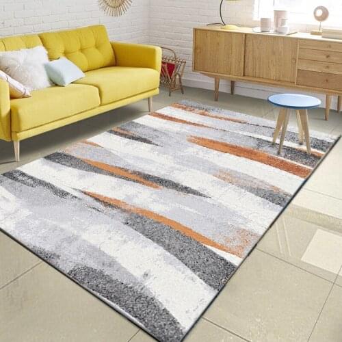 Stylish Minimalist European And American Orange Gray Abstract Striped Bedroom Living Room Kitchen Mat Carpet CustomCustom Size