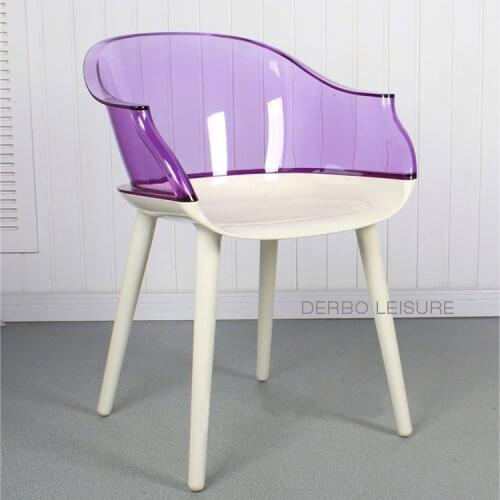 Classic Modern Design Double Color Transparent Clear back luxury Dining Arm Side Chair, fashion loft popular leisure Chair 1PC