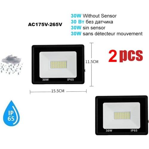 2 pcs 220V 10-100W LED FloodLight Spotlight Exterior Street wall reflector Lamps LED Waterproof IP65 Infrared Sensors Lamp Fence