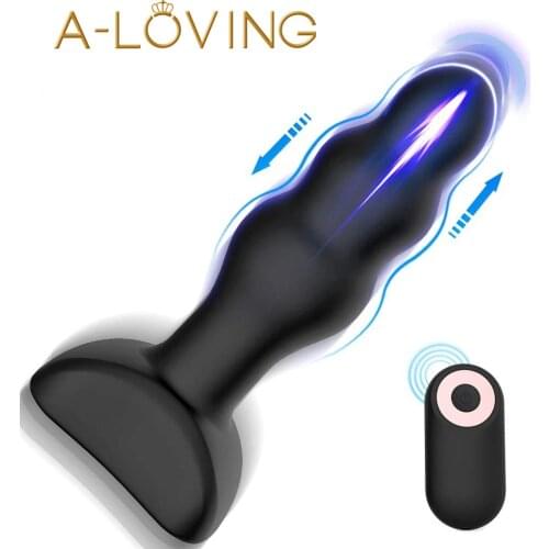 Thrusting Impact Anal Vibrator Wireless Remote Control Dildo Vibrator Male Prostate Massager Butt Plug Anal Sex Toys For Men