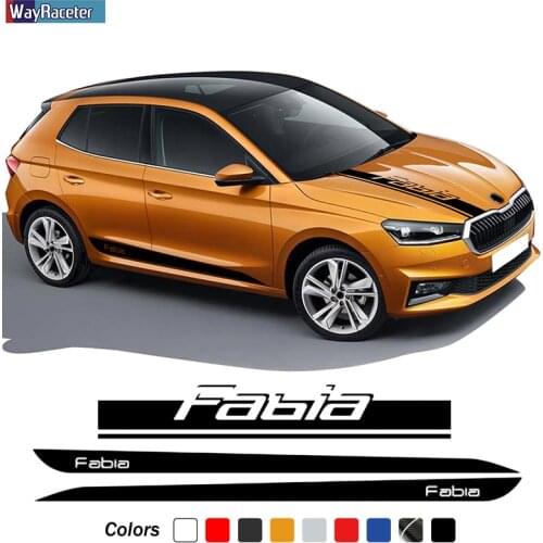 Racing Sport Car Hood Decal Body Graphics Vinyl Side Stripes Skirt Sticker For Skoda Fabia MK3 MK4 2015-On 2021 Accessories