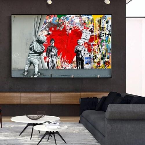 Wall Art Painting The Graffiti Art Behind The Curtains Paintings on Wall Art Posters and Prints Street Art Pictures Home Decor