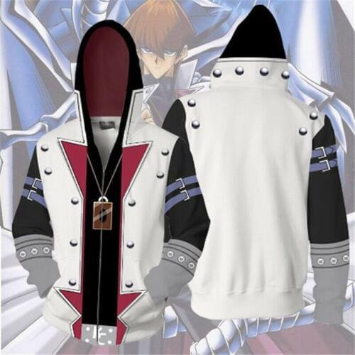 Yu-Gi-OH Anime Hoodie Sweatshirt Seto Kaiba Cosplay Hooded Coat Jacket Costume Zipper With Cap Hoodies Prop