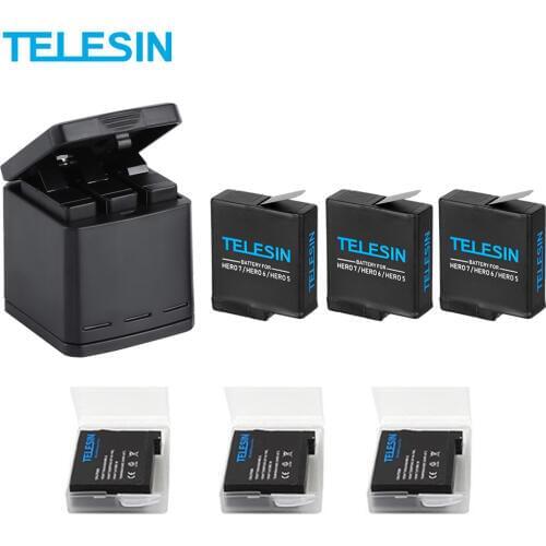 For GoPro Hero 5/6/7 Black Battery with Three Ports USB Charger Box for Go Pro Hero 7 6 5 Black Action Sport Camera Accessories