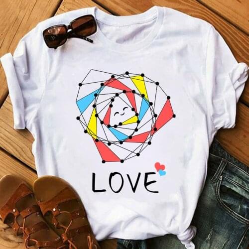 Love Word 2021 New Color Painting S-XXXL Summer Women Graphic Tee Loose O Neck Harajuku Style Ladies Graffiti Womens T-shirt
