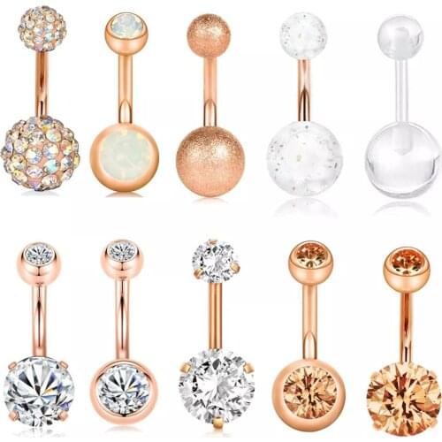 14G Belly Button Rings Navel Piercing Stainless Steel Women Piercing Nombril Ombelico Body Jewelry 10mm Bar