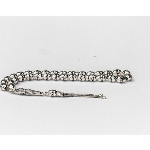 100% 925 Sterling Silver Rosary Natural Stone Beads Middle East Tassel Charms Prayer Islamic Muslim Tasbih Made in Turkey