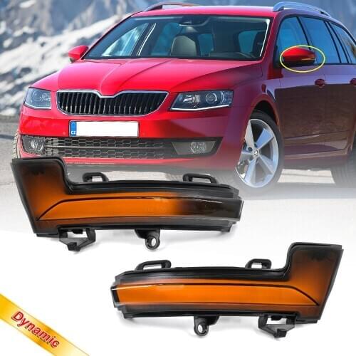 2PCS Dynamic Sequential LED Turn Signal Side Mirror Blinker Light For Skoda Octavia MK3 Combi (5E5) Hatchback (5E3, NL3, NR3)