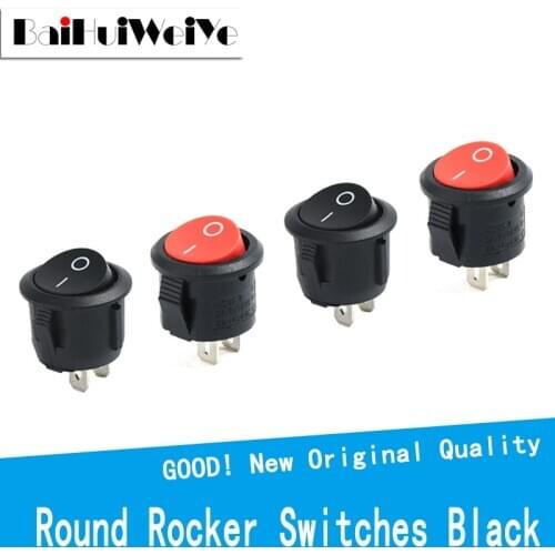 5pcs/lot 20mm Diameter Round Rocker Switches Black Mini Round Black White Red 2 Pin ON-OFF Rocker Switch KCD1-105