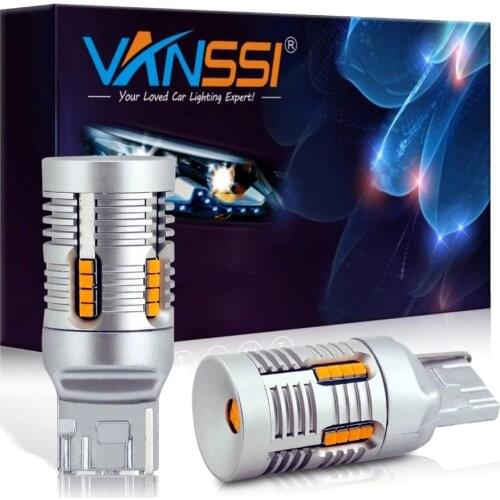 7440 LED T20 WY21W 7440NA LED 24-SMD No Hyper Flash Built-in Load Resistor 2800LM Amber LED Bulb for Turn Signal Lights