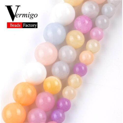 Natural Multicolor Jades Stone Round Spacer Beads For Jewelry Making DIY Necklace Bracelet 4mm-12mm Loose Beads 15" Wholesale