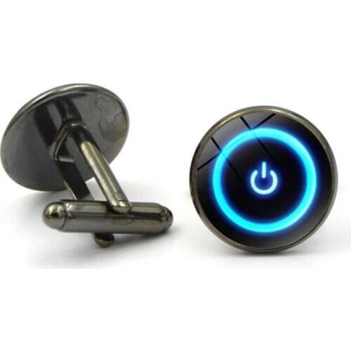 Mens Power Button Switch Shirt Cufflinks Creative Power Key Computer Button Switch Digital SLR Lens Game Cufflinks