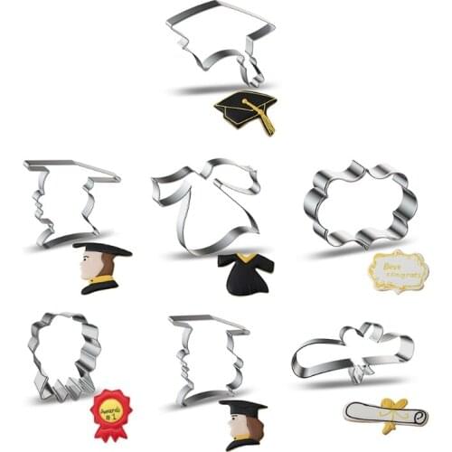 Cookie Cutters Moulds Stainless Steel Graduation Theme Baking Utensil Environmentally 3D Cartoon Fondant Cake Mold Home