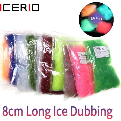 ICERIO10 Packs Long Ice Dub Synthetic Fiber For Nymphs Streamers Baitfish Stealhead Trout Saltwater Fly Fishing Tying Material