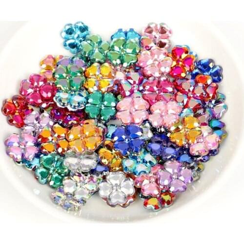 50Pcs 16mm Mixed Resin Love Heart Flower Flatback Cabochon Embellishments Scrapbooking Decoration Diy Craft Supplies Accessories