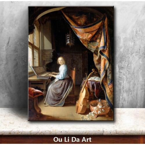 Classical court figures girls portrait music oil painting canvas printings printed on canvas home wall art decoration picture