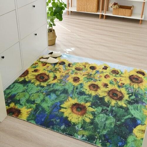 Sunflower Welcome Rug Doormats for Outdoor/Indoor Entrance Durable Rubber Door Mats Low-Profile Heavy Duty Carpet for Garage