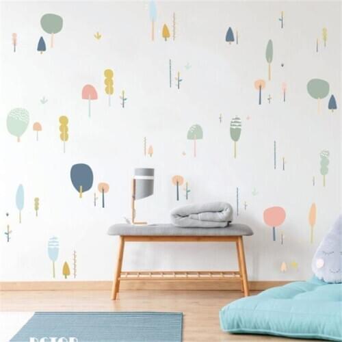 Colorful Tree PVC Stickers DIY Bedroom Decoration Wall Stickers for Kids Rooms Art Mural KIDS Room Pattern Modern