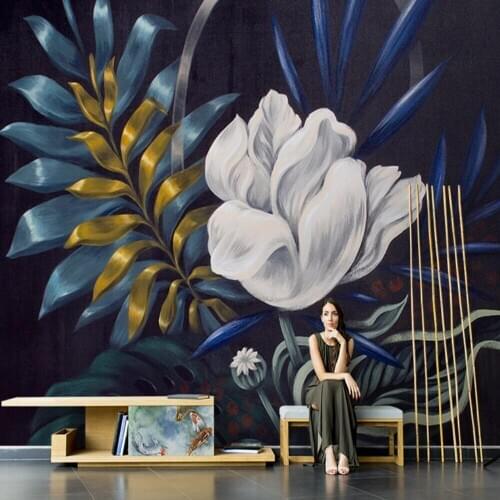 Milofi custom 3D wallpaper mural hand painted abstract vintage watercolor rose flower living room background wall decoration