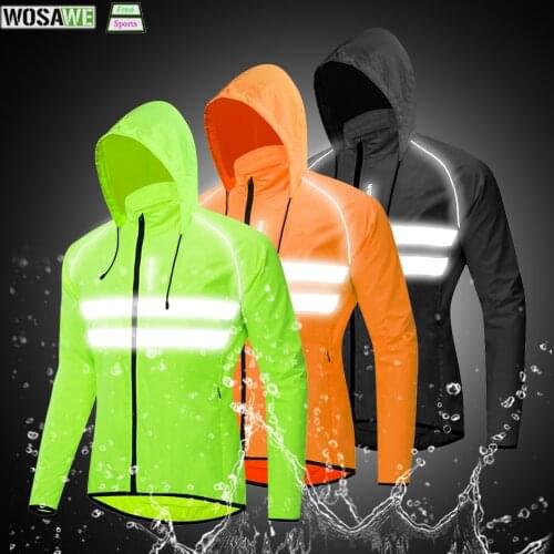 WOSAWE Summer Windproof Cycling Jackets Hooded Men Riding Waterproof Bike Long Sleeve Jerseys Reflective Vest Wind Coat