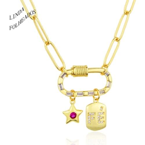 New Arrival Design Spiral Oval Carabiner Series Pendant Necklace High Quality Copper Zircon Pendant DIY Jewelry For Male Female