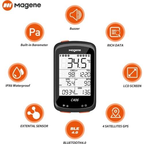 New Magene C406 Bike Computer Waterproof GPS Wireless Smart Mountain Road Bicycle Monito Stopwatchring Cycling Data Map