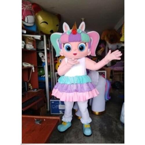 New Adult Cute Deluxe Unicorn Doll Girl Mascot Costume Christmas Fancy Dress Halloween Mascot Costume Free Ship