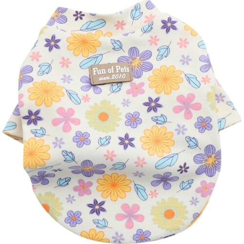 Autumn Winter Dog Clothes Broken Flower Print Pet Warm Costume Suit For Small Dogs Cats Chihuahua Teddy Chenery Coat Clothing