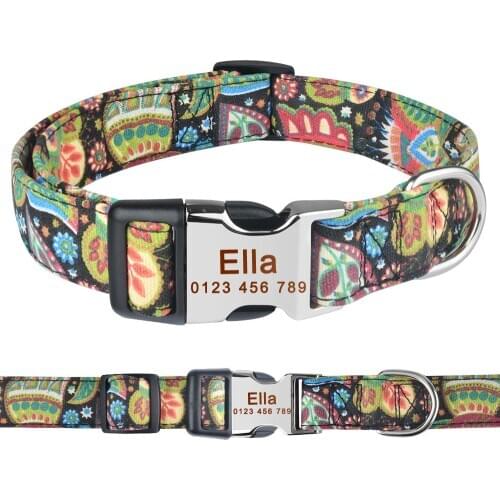 AiruiDog Adjustable Personalised Dog Collar Pet Custom Engraved NameTag ID Collars S M L