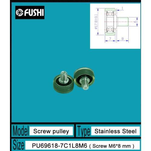 PU 696 Screw Pulley Bearing 6*18*7 mm ( 1 PC) Doors and Windows Roller Mute Wheel PU696 + M6*8 Engineered Plastic Bearings