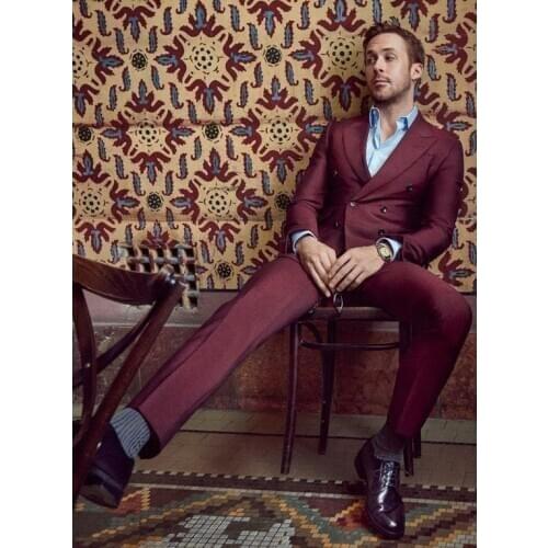 Latest Coat Pant Designs Burgundy Double Breasted Wedding Suits for Men Terno Slim Fit Stylish Men Suit 2 Piece Tuxedo Masculino