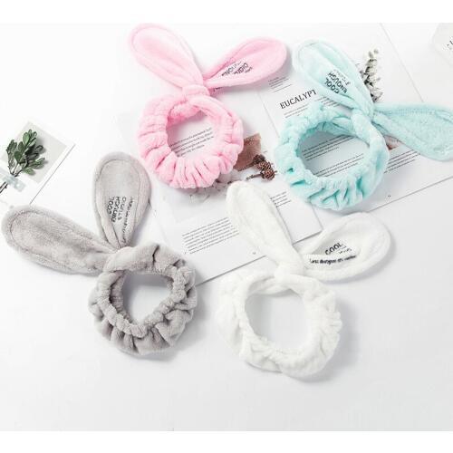 Bunny Hair Band Elastic Rabbit Ear Knot Wash Face Band Wrap Headband for Bath Spa