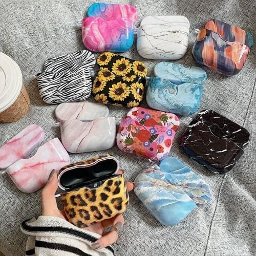 Wireless Bluetooth Earphone Case For Sony WF-1000XM3 PC Hard Marble Leopard Shockproof Charging Box Protective Case