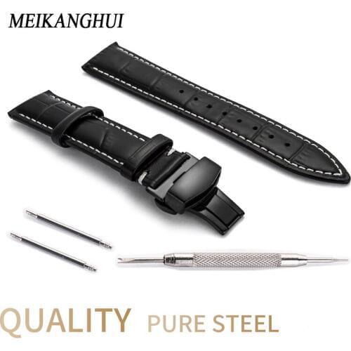 Watches band Leather Strap 12 13 14 15 16 17 18 19 20 22 24 MM Strap bracelet Watch accessories stainless steel butterfly buckle