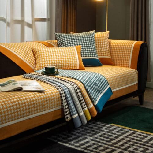 Luxury Chenille Sofa Covers for Living Room Plaid 2/3/4 Seater Sectional Couch Cover Slipcover Combination Sofa Cushion Non-slip