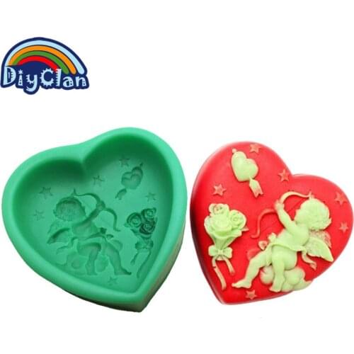 Cupid Silicone Molds For Soap Cake Decorating Heart Shape Angel Love Candle Chocolate Resin Molds Handmade Candle Mould S0343AX