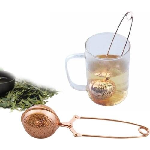Tea Infuser Stainless Steel Sphere Mesh Tea Strainer Rose Gold Coffee Herb Spice Filter Diffuser Handle Tea Ball Kitchen Tools