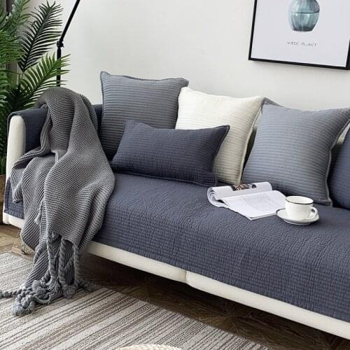 Quilted Fabric Sofa Cover Slip Resistant Sofa Cushion Slipcover Modern Couch Cover Sofa Towel For Living Room Decor One Piece