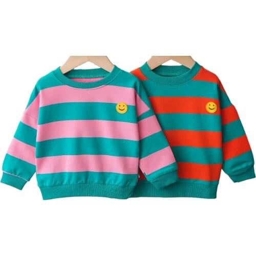 2021 Autumn Winter Clothes Childrens Stripe Sweater Fashion Warm Fleece Pullover Tees For Kids Baby Girl Boy Tops Shirt 1-4 Y