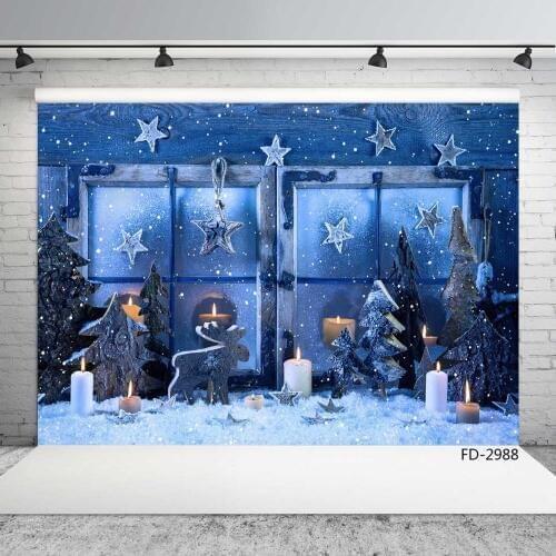 Photography Background Christmas Stars Window Candles Decors Vinyl Backdrop Photoshoot for Children Baby Photocall Photo Studio