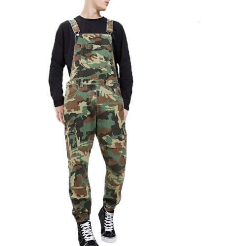 Military Tactical Camouflage Denim Overalls Fashion Camo Bib Jeans Overalls Mens Multi-pocket Jumpsuit Plus Size Rompers P006